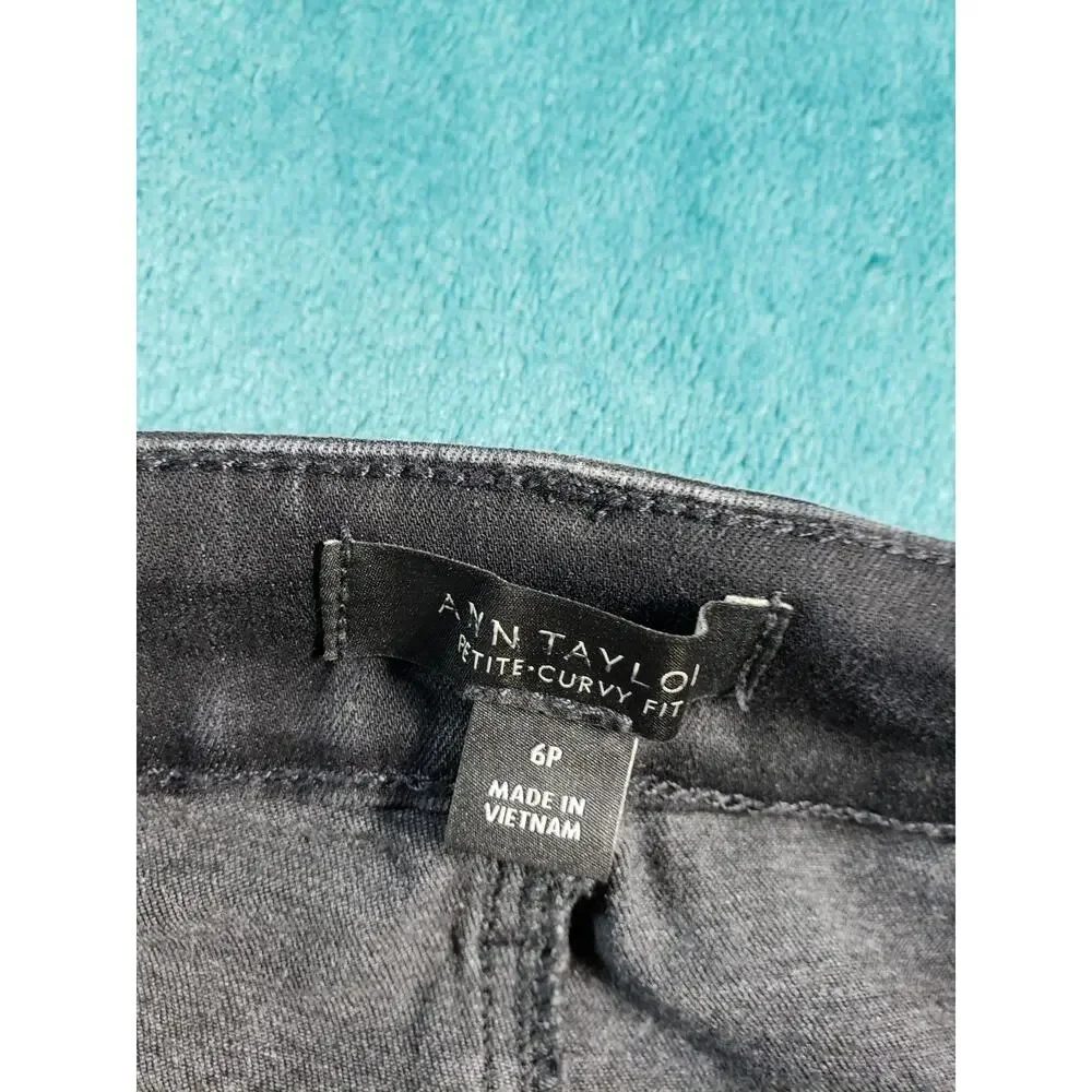 Ann Taylor Jeans Size 6 Petite Women Black Pants Denim Stretch Mid Rise Skinny
